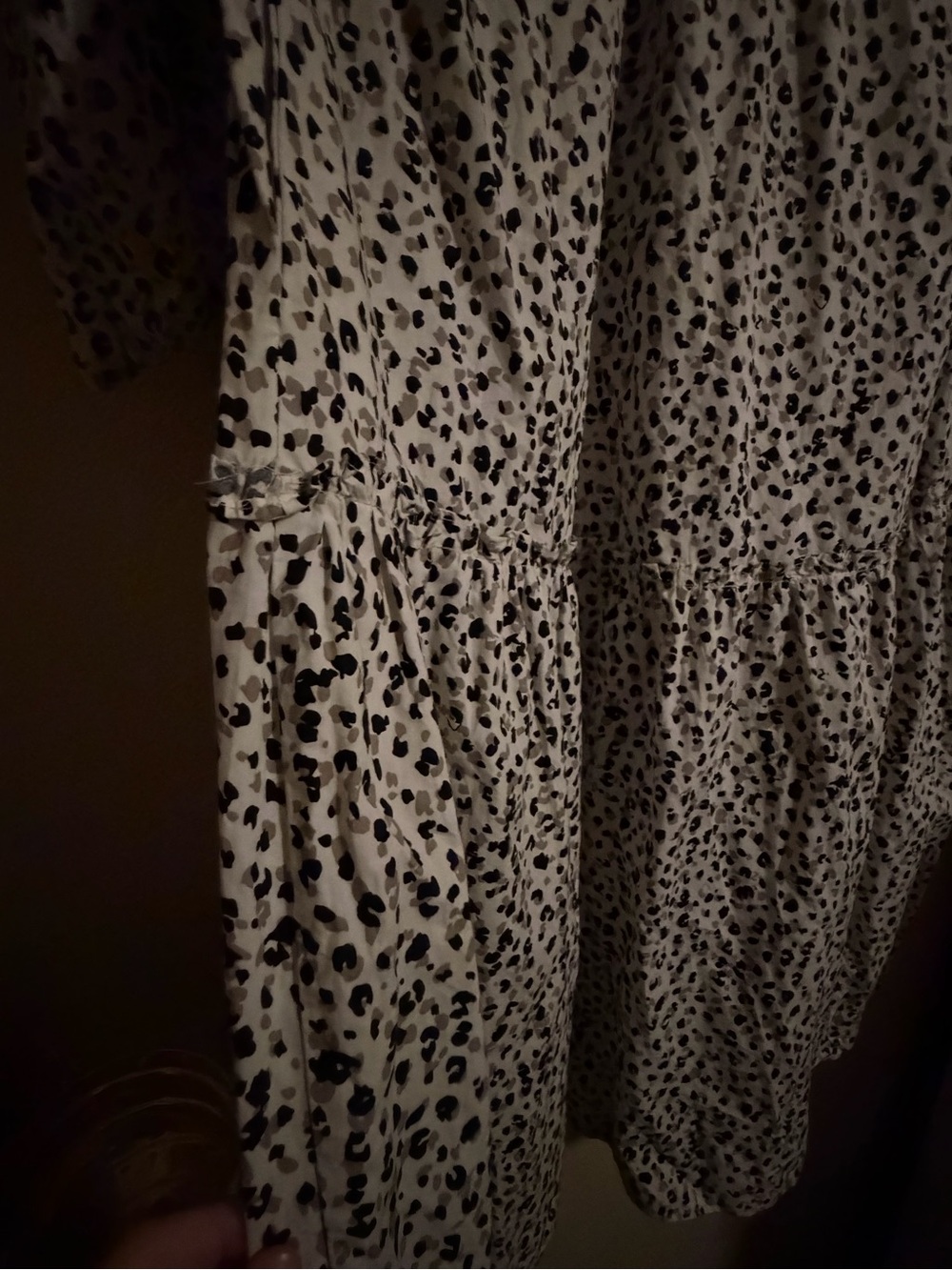 Target Long Sleeve Tiered Midi Dress - Cream with Black Spot Print - Picture 7 of 8